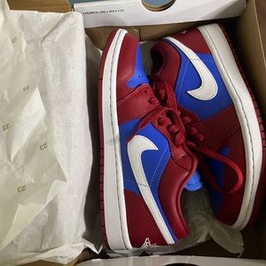 Women’s Air Jordan 1 Low Pomegranate/White - Medium Blue. Like New